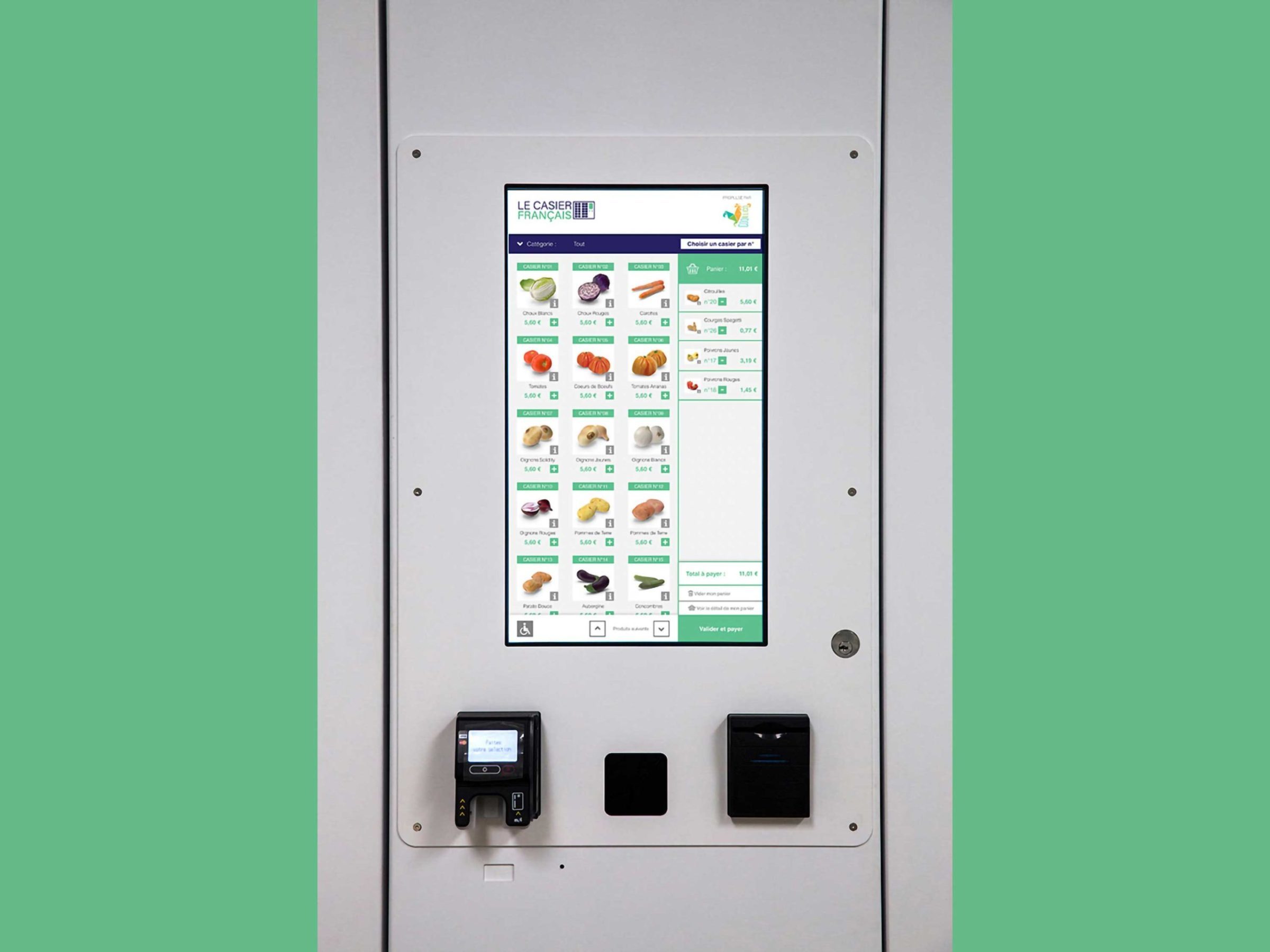 Application présente sur les distributeurs automatique en circuit court de la marque Le Casier Français