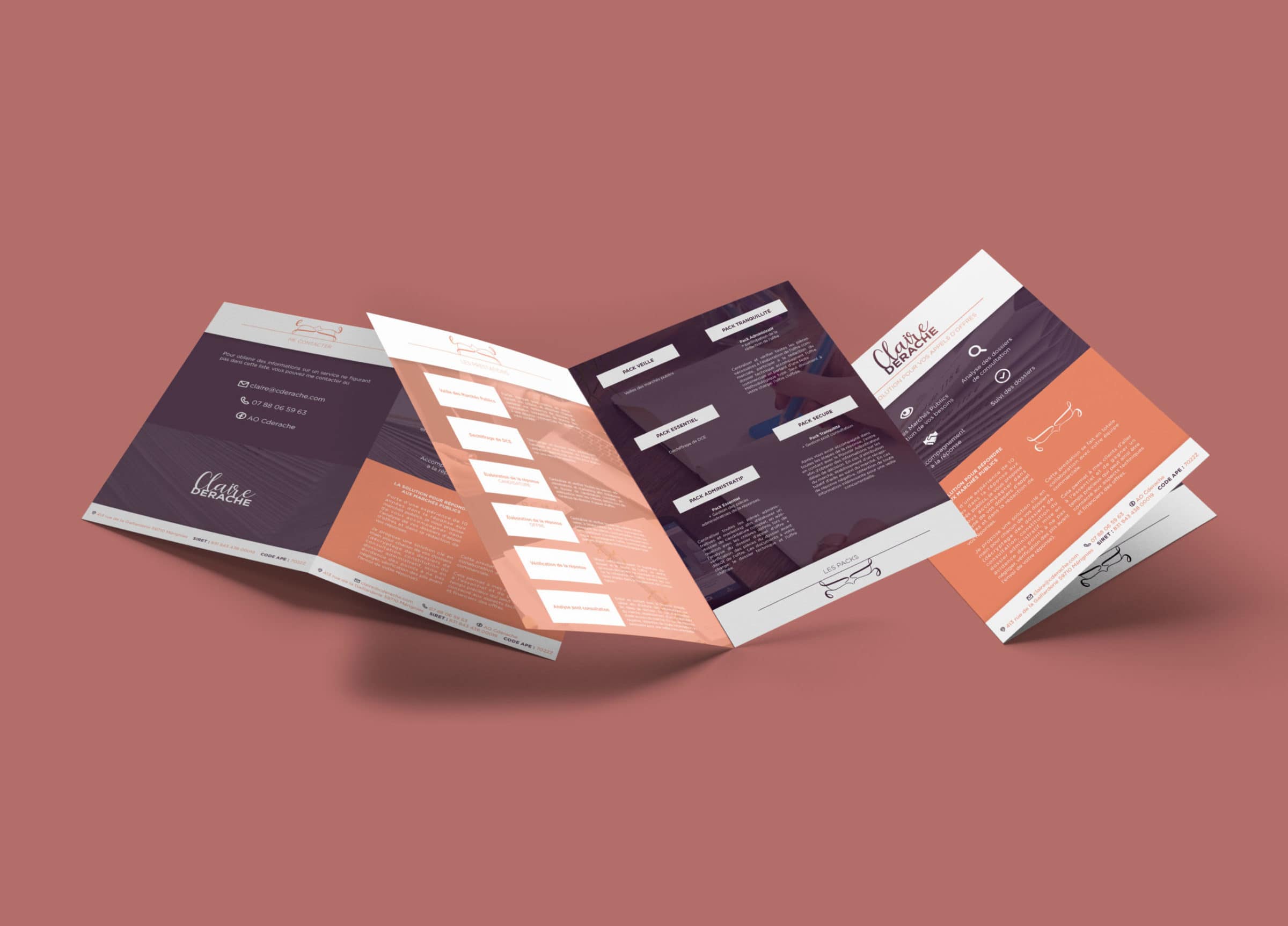 Plaquette publicitaire 4 pages A4 de Claire Derache