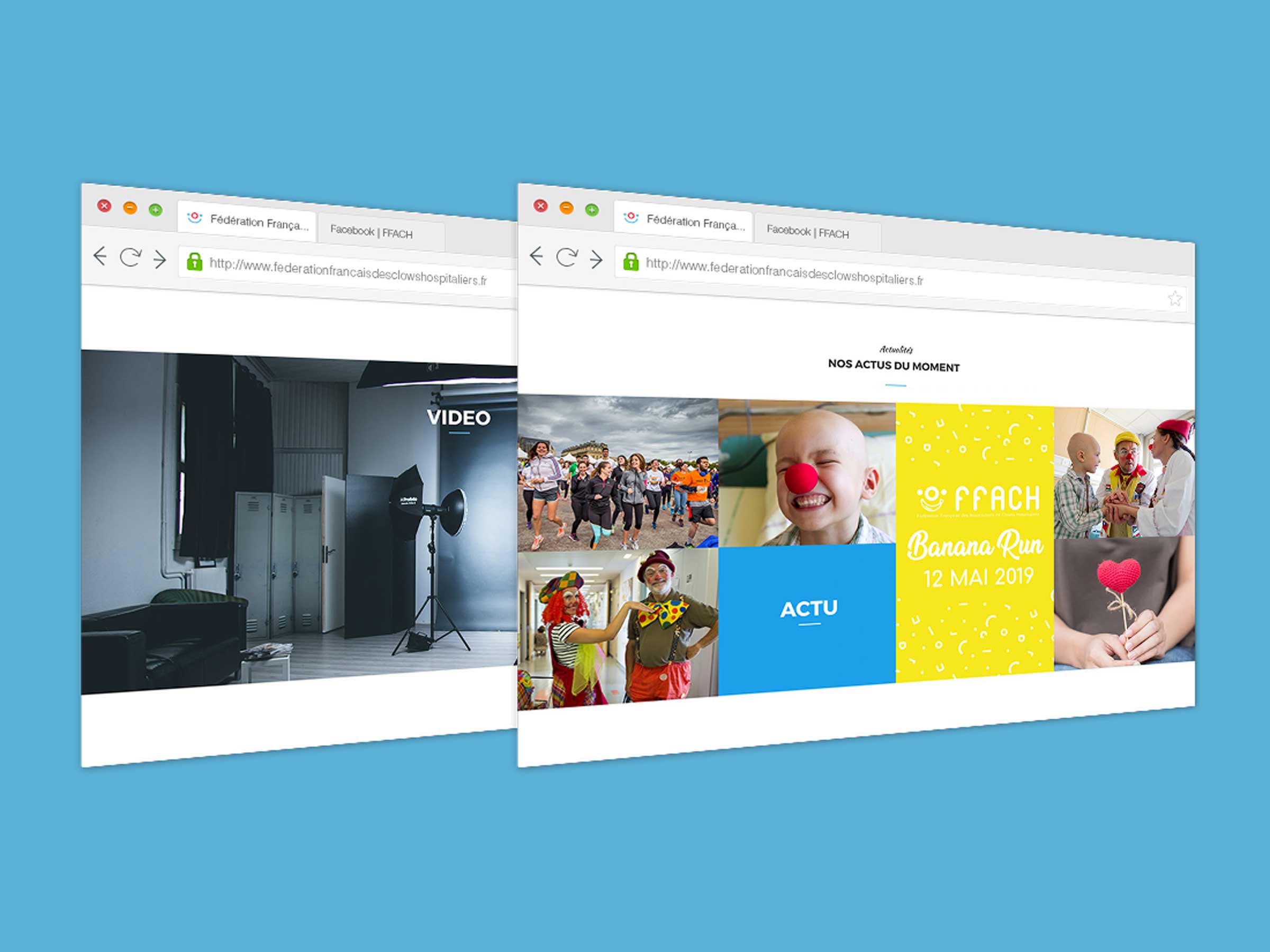 Site web sur la rubrique "Nos actus du moment" de la Fédération Française des Associations des Clowns Hospitaliers