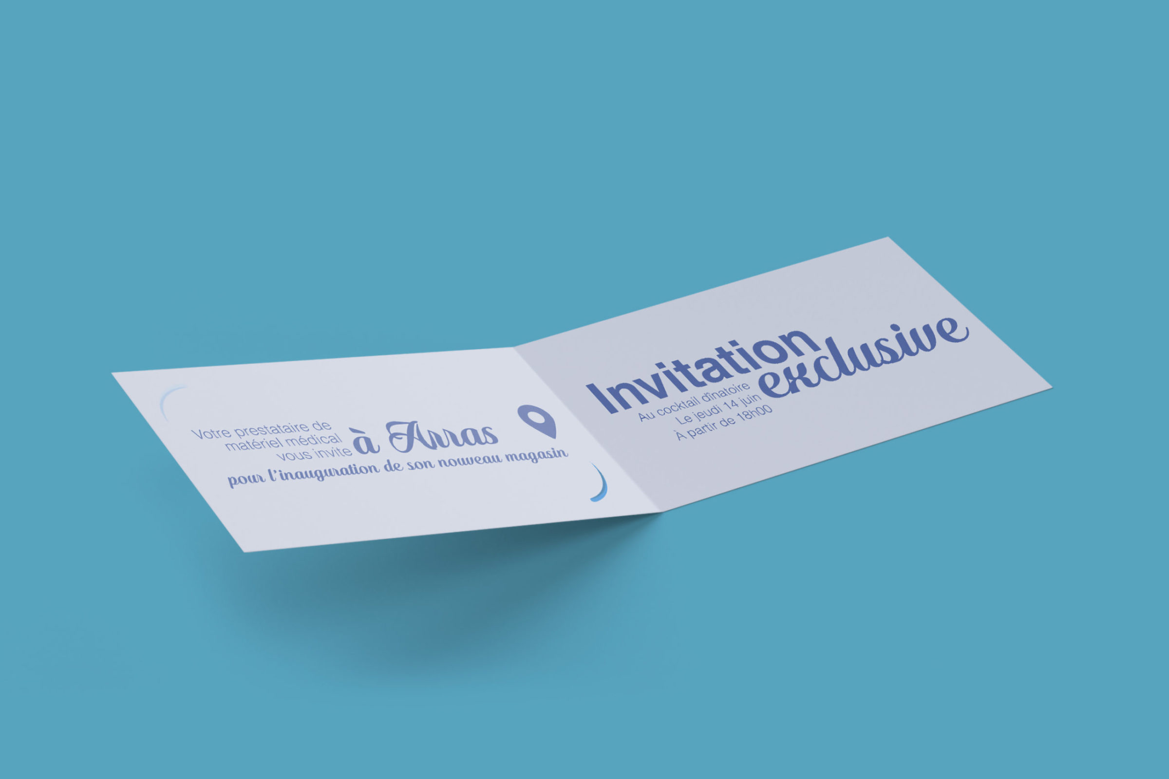 Intérieur de l'invitation à l'ouverture d'un magasin PrestaMed