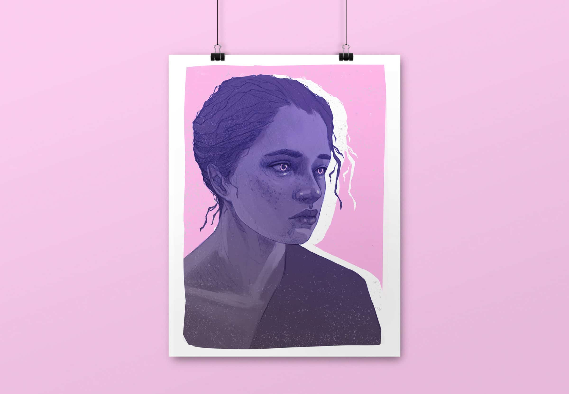 Illustration Portrait de femme avec déboublement