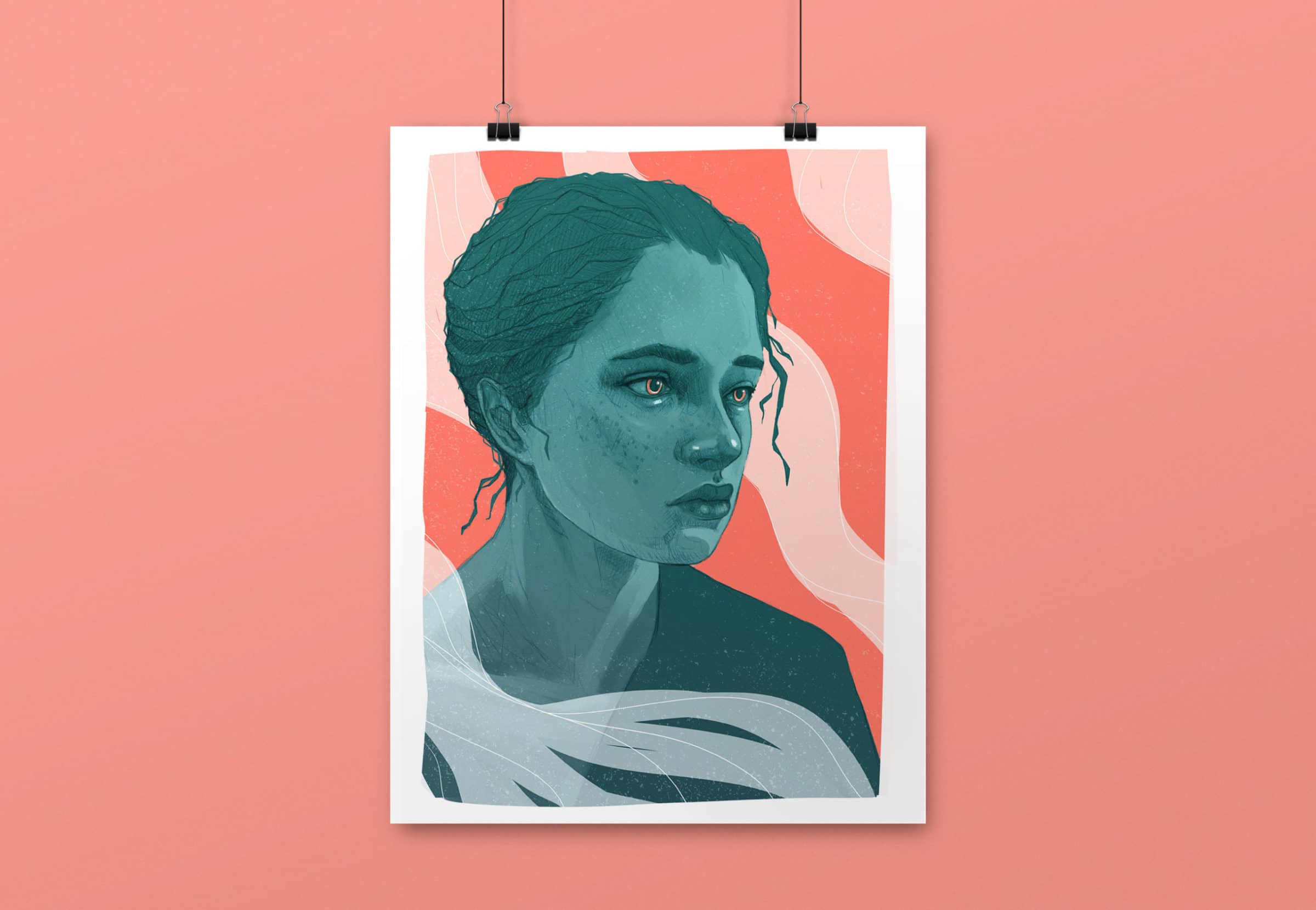 Illustration Portrait de femme avec fumée